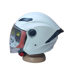 Мотошолом Mototech MT-606, відкритого типу, білий, з прозорим склом та вбудованими окулярами