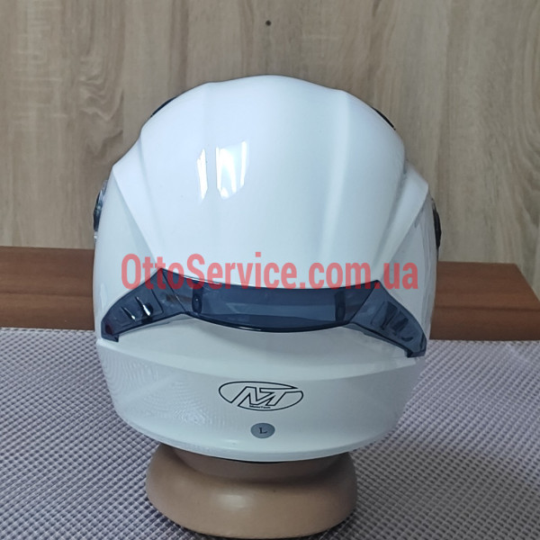 Мотошолом Mototech MT-606 відкритого типу білий з прозорим склом та вбудованими окулярами.