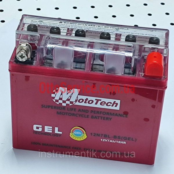 Акумулятор 12V 7Ah 12N7BL-BS (GEL) MotoTech 2026 рік.