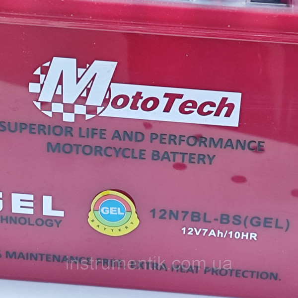 Акумулятор 12V 7Ah 12N7BL-BS (GEL) MotoTech 2024 рік