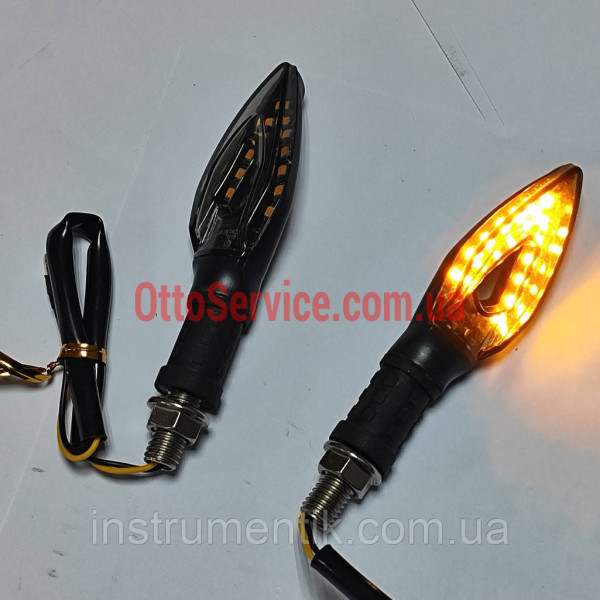 Поворотники на мотоцикл, мопед, скутер, електровелосипед LED (KC-044) ДИНАМІЧНІ (ЖОВТИЙ)