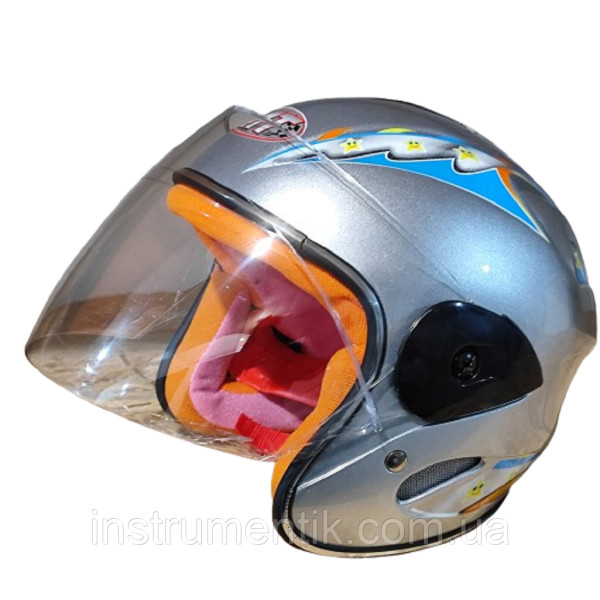 Мотошолом дитячий М 906 MotoTech відкритий біле скло