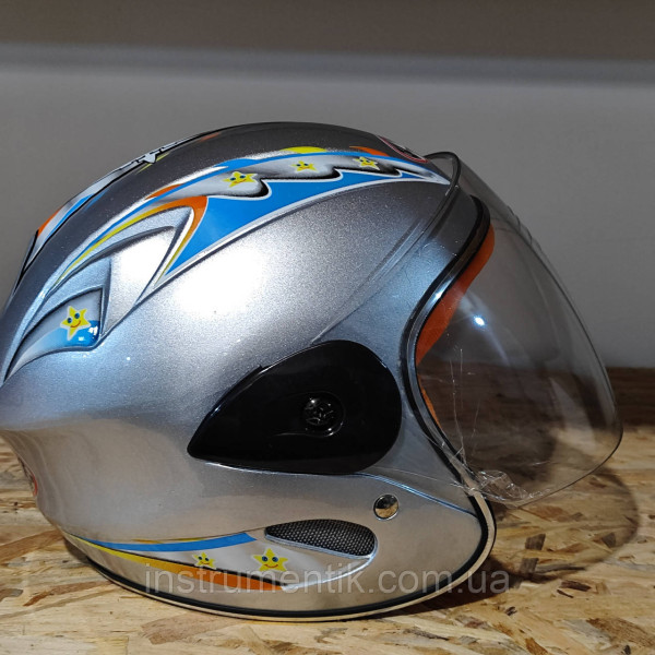 Мотошолом дитячий М 906 MotoTech відкритий біле скло