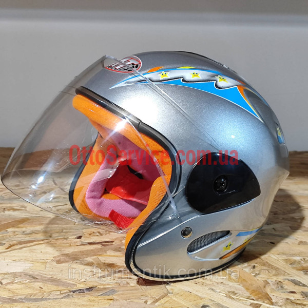 Мотошолом дитячий М 906 MotoTech відкритий біле скло