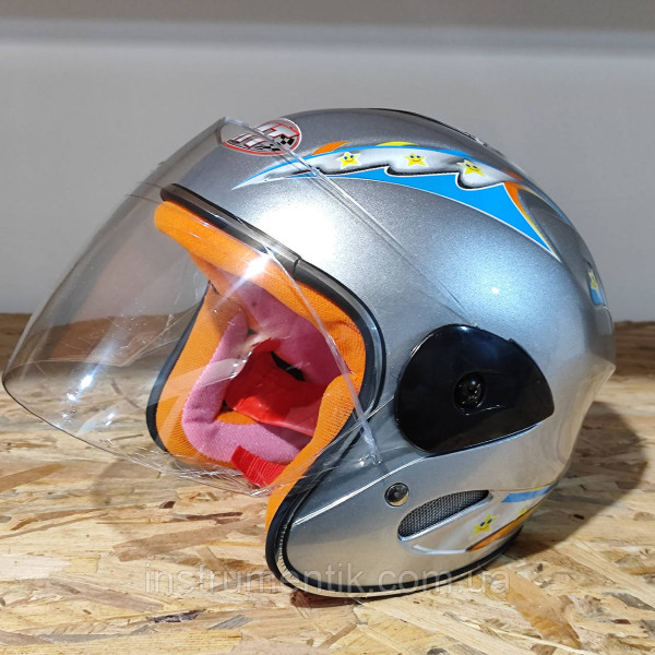 Мотошолом дитячий М 906 MotoTech відкритий біле скло