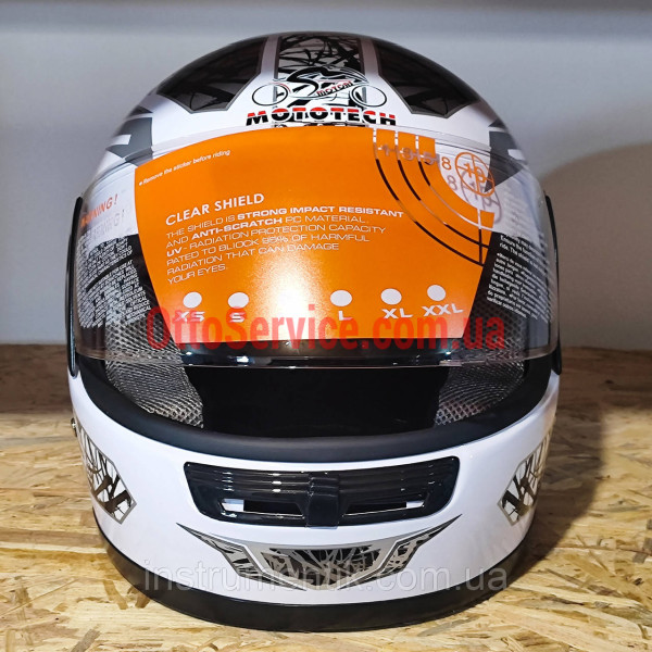 Мотошолом білий WLT-106 MotoTech розмір S